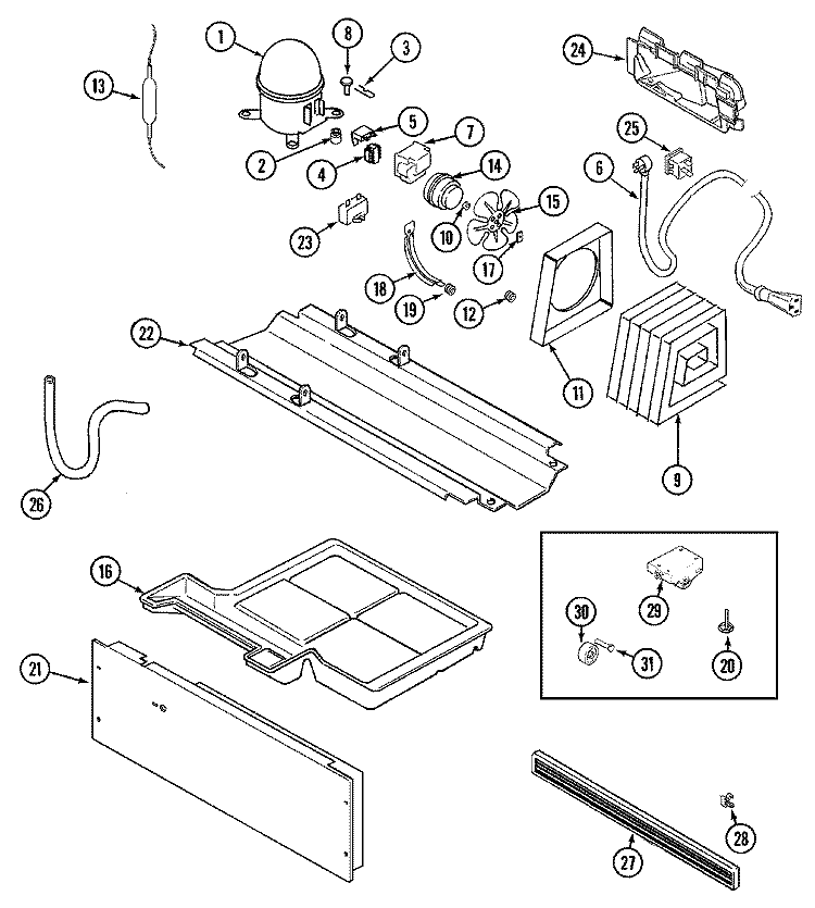 COMPRESSOR Diagram and Parts List for GT1928PAGW  Maytag Refrigerator