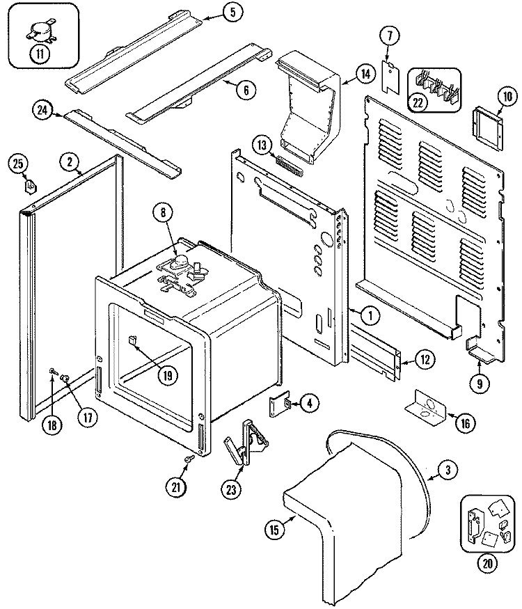 BODY Diagram and Parts List for MER6750AAW  Maytag Microwave Oven Combo