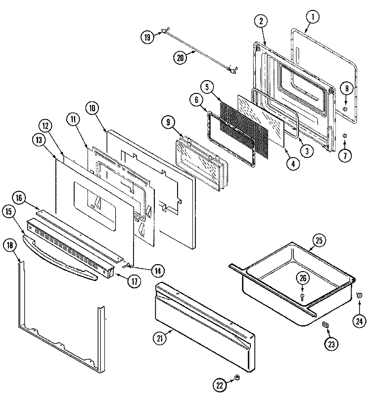 DOOR / DRAWER (AAB, AAQ, AAW) Diagram and Parts List for MER6750AAW  Maytag Microwave Oven Combo