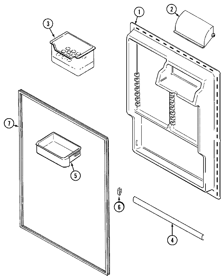 FRESH FOOD INNER DOOR Diagram and Parts List for MTF2155ERW  Maytag Refrigerator