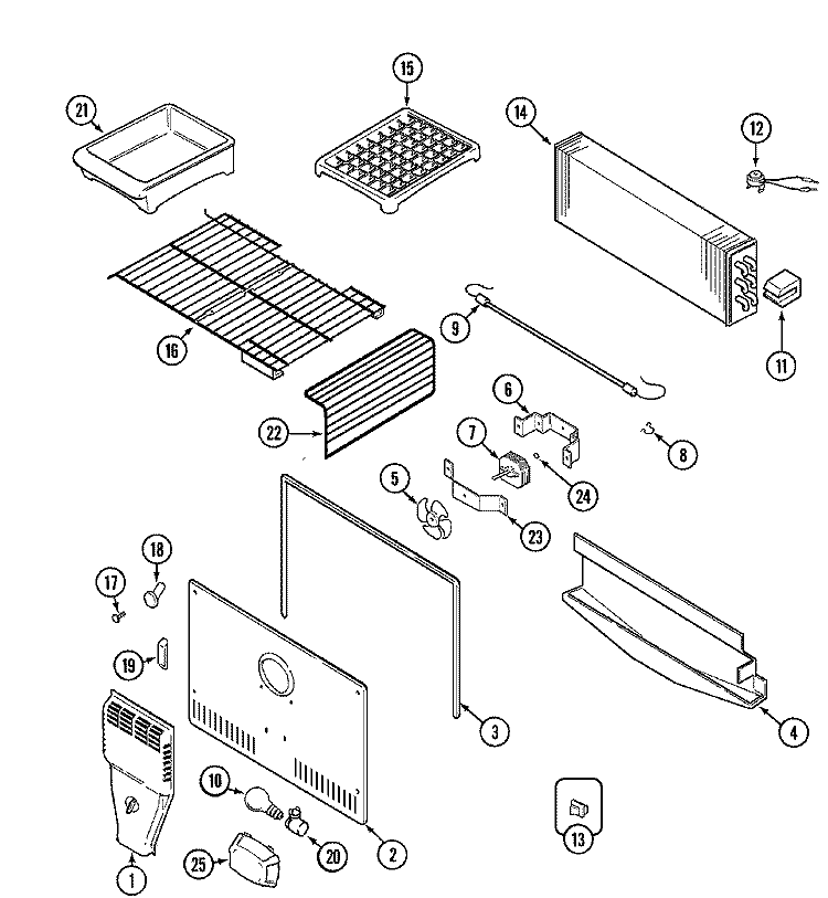 FREEZER COMPARTMENT Diagram and Parts List for KSU5820NE  Maytag Refrigerator