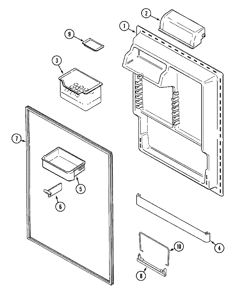 FRESH FOOD INNER DOOR Diagram and Parts List for KSU5820NE  Maytag Refrigerator