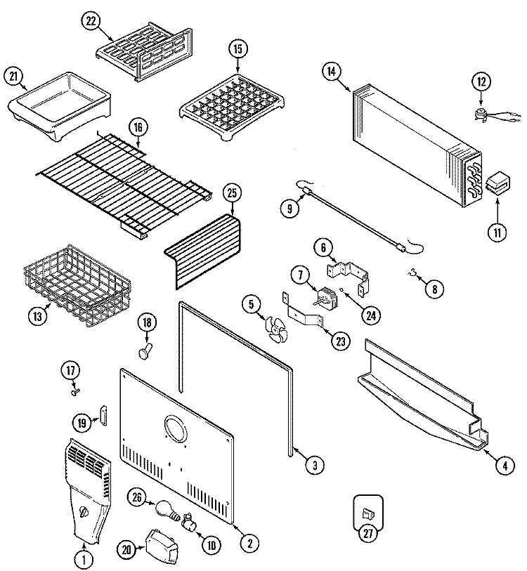 FREEZER COMPARTMENT Diagram and Parts List for GT1928PAGW  Maytag Refrigerator