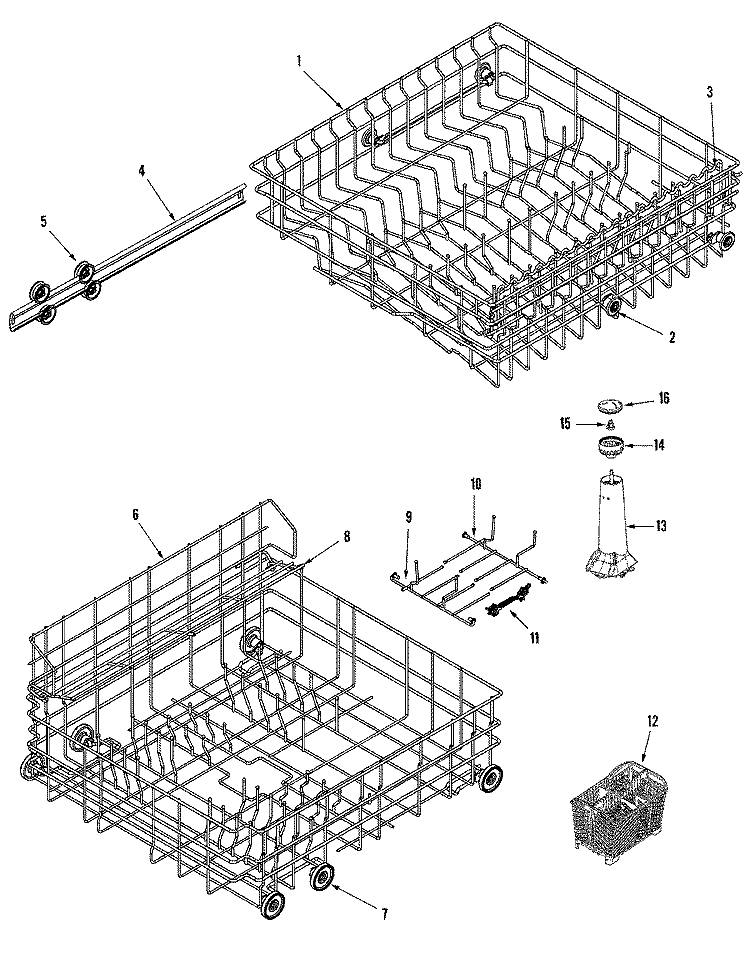 TRACK & RACK ASSEMBLY Diagram and Parts List for MDB6650AWS  Maytag Dishwasher