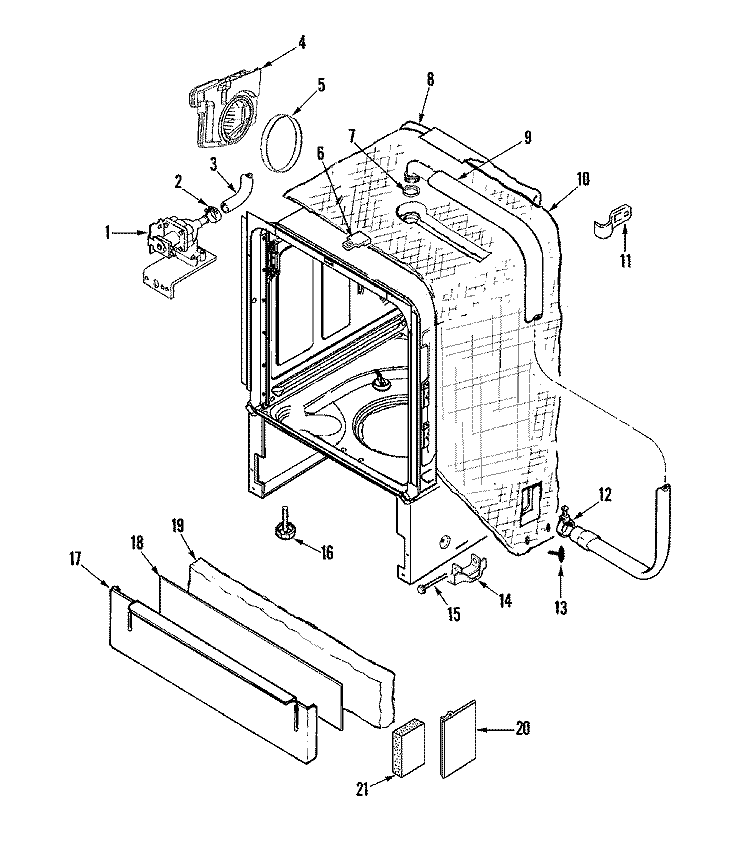 OUTER TUB Diagram and Parts List for MDB6658AWQ  Maytag Dishwasher