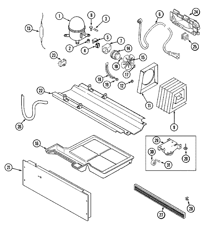 COMPRESSOR Diagram and Parts List for GT1522NDFW  Maytag Refrigerator
