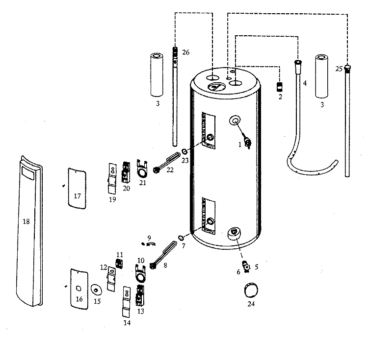 BODY Diagram and Parts List for HE31240S  Maytag Water Heater