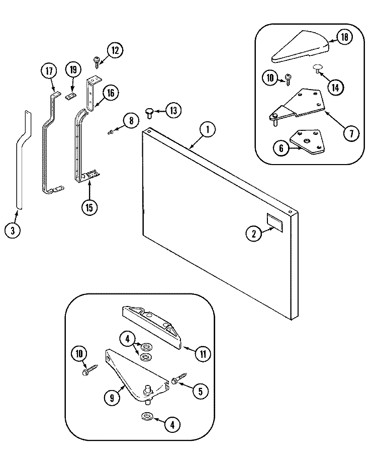 FREEZER OUTER DOOR (REV 11) Diagram and Parts List for GT1928PEFW  Maytag Refrigerator