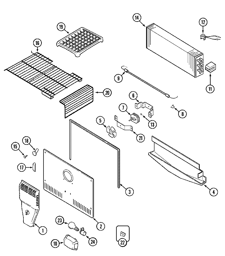 FREEZER COMPARTMENT Diagram and Parts List for CT21G7B  Crosley Refrigerator