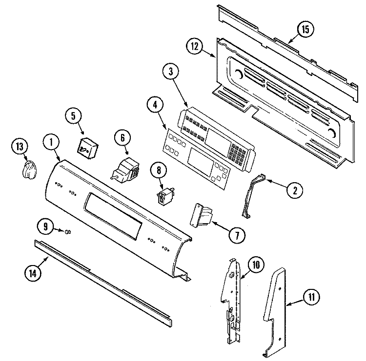 CONTROL PANEL Diagram and Parts List for MER6870AAW  Maytag Range