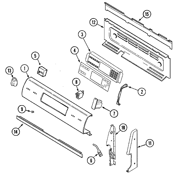 CONTROL PANEL Diagram and Parts List for MER6550AAW  Maytag Range