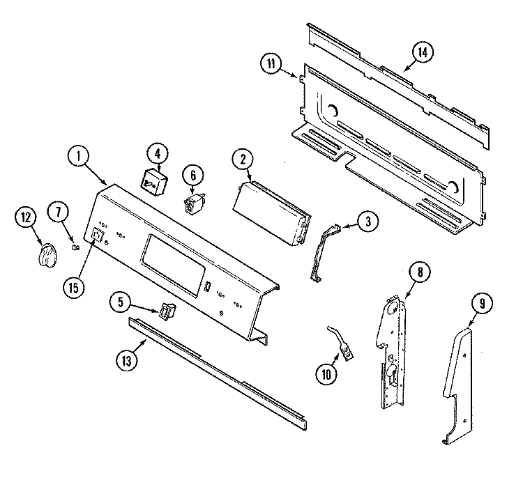 CONTROL PANEL Diagram and Parts List for PER4510ACW  Maytag Range