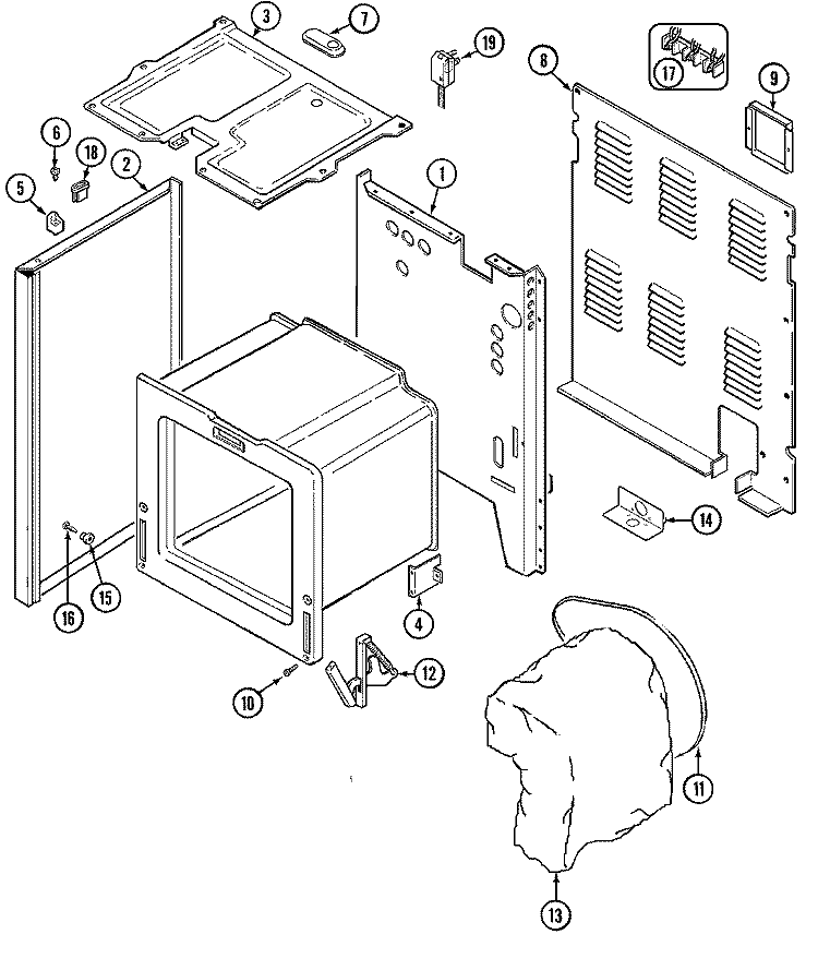BODY Diagram and Parts List for PER4510ACW  Maytag Range