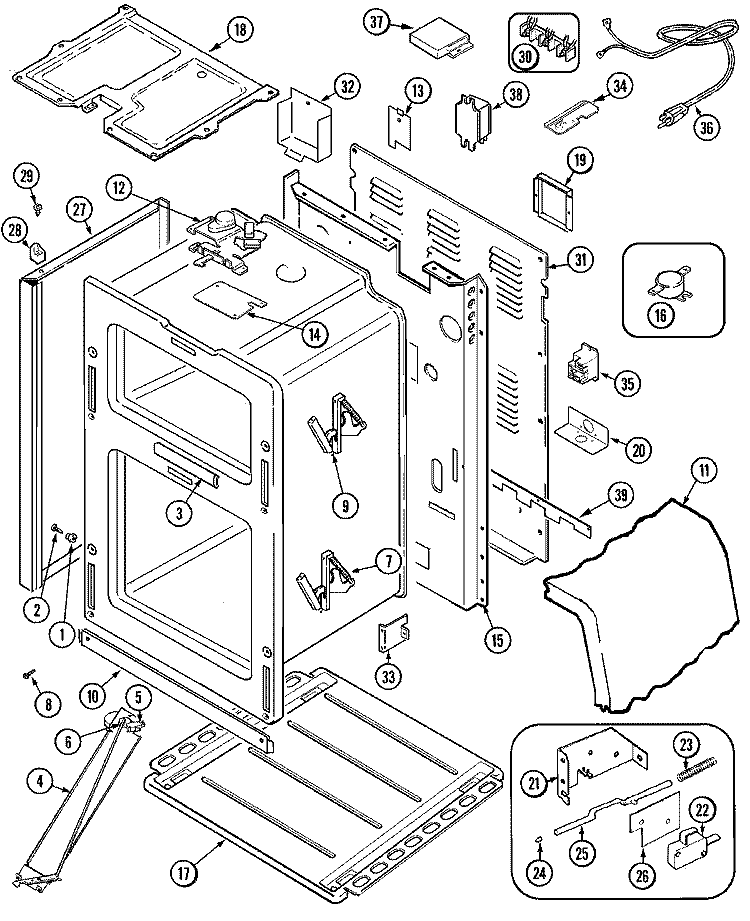 BODY Diagram and Parts List for MER6550ACQ  Maytag Range
