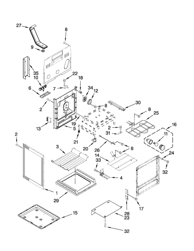 Chassis Parts Diagram and Parts List for MER8880AW0  Maytag Range
