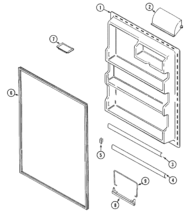 FRESH FOOD INNER DOOR Diagram and Parts List for GT2413NXFW  Amana Refrigerator