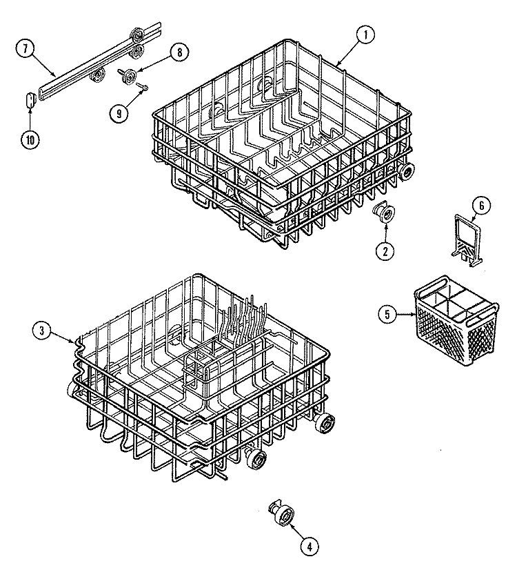TRACK & RACK ASSEMBLY Diagram and Parts List for PDB2420BWE  Maytag Dishwasher