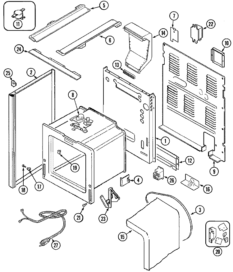 BODY Diagram and Parts List for MER6750ACQ  Maytag Microwave Oven Combo