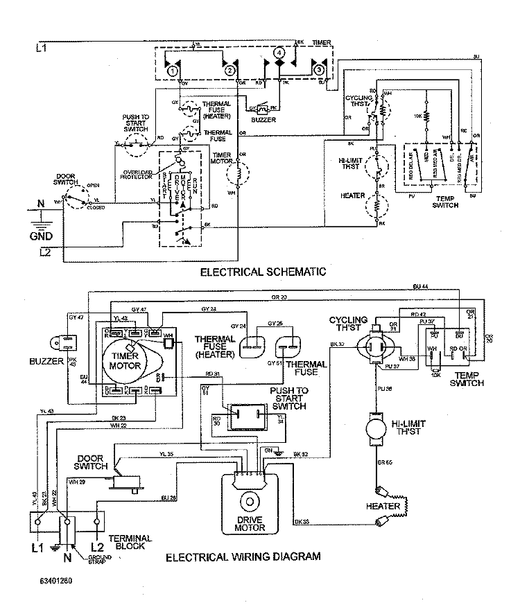 WIRING INFORMATION Diagram and Parts List for MDE2500AYW  Maytag Dryer