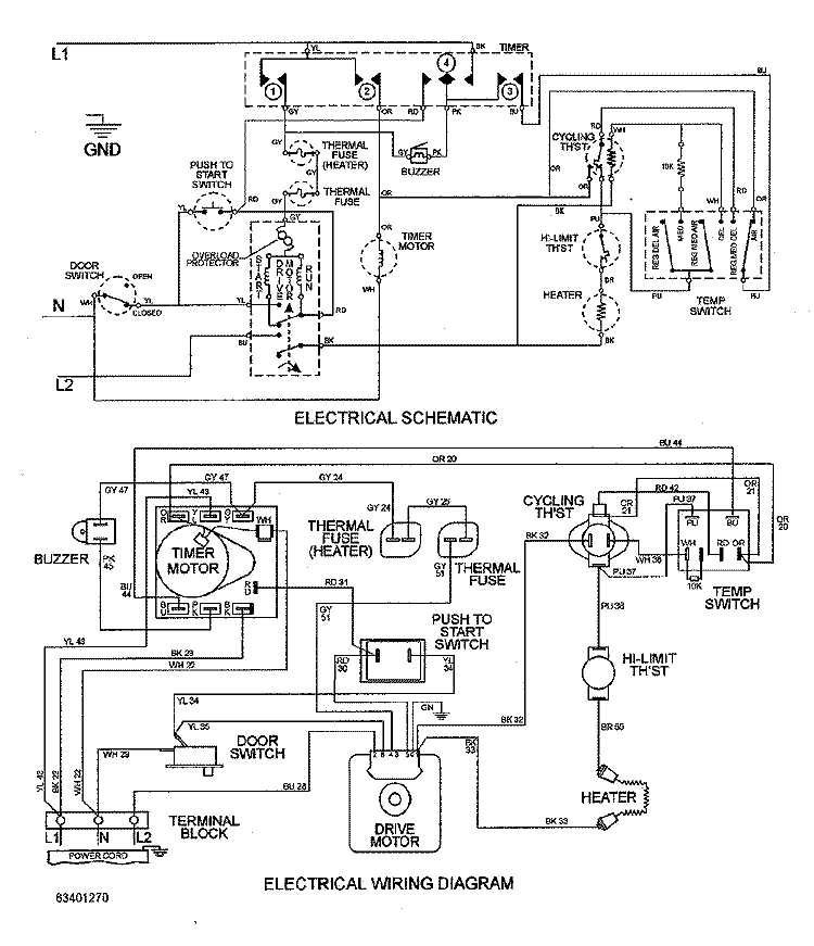 WIRING INFORMATION Diagram and Parts List for MDE2600AZW  Maytag Dryer