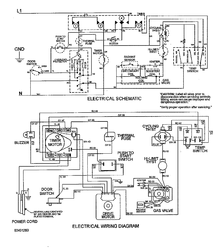 WIRING INFORMATION Diagram and Parts List for MDG2500BWW  Maytag Dryer
