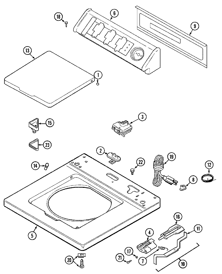 TOP Diagram and Parts List for LAT9360AAE  Maytag Washer