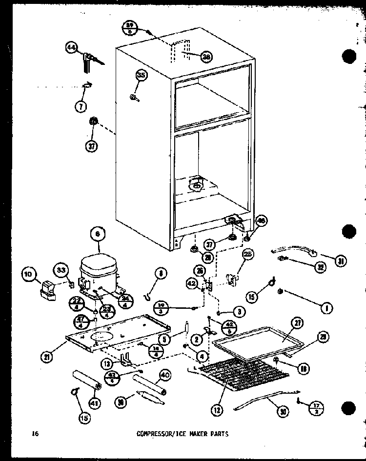 Compressor/ice Maker Parts Diagram and Parts List for TM14KL-P7705206WL  Amana Refrigerator