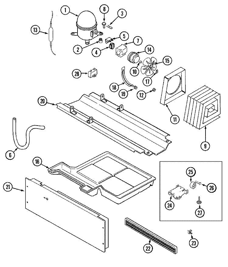 COMPRESSOR Diagram and Parts List for PTB1950DEW  Maytag Refrigerator