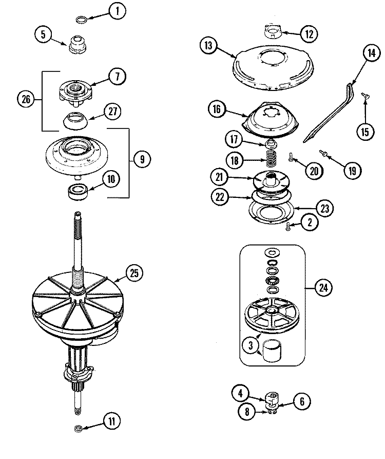 TRANSMISSION Diagram and Parts List for DLW231RAW  Amana Washer