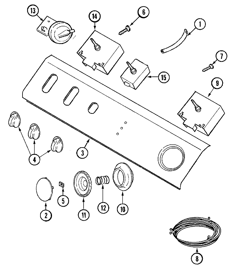 CONTROL PANEL Diagram and Parts List for LAW2400AAE  Maytag Washer