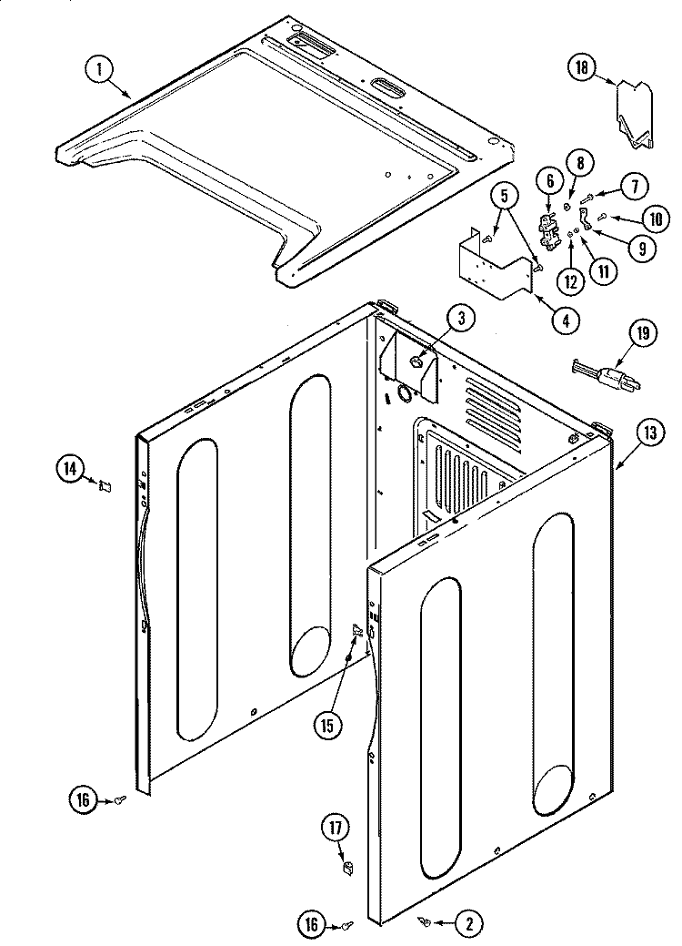 CABINET Diagram and Parts List for MDE9360AYW  Maytag Dryer