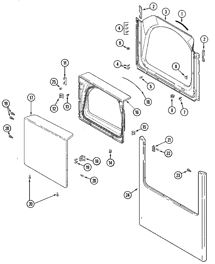 DOOR Diagram and Parts List for MDE9360AYW  Maytag Dryer