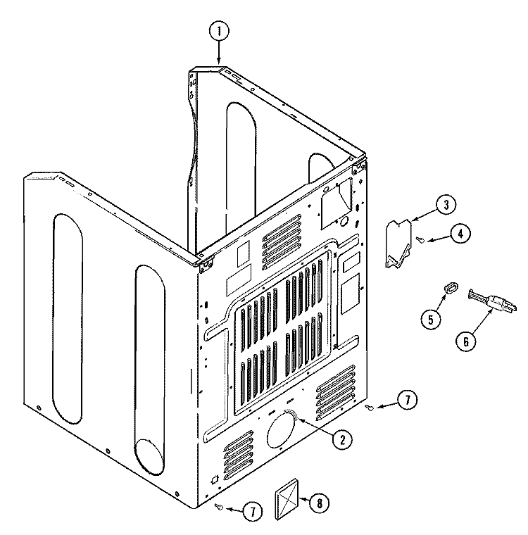 CABINET - REAR Diagram and Parts List for MDG7500AWQ  Maytag Dryer