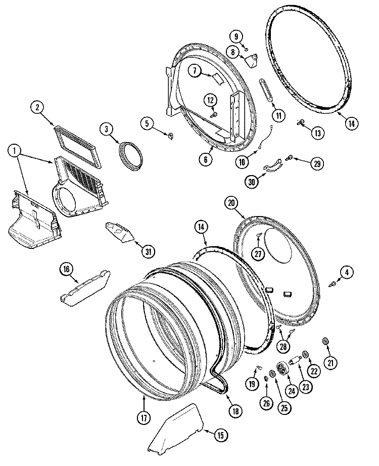 TUMBLER Diagram and Parts List for MDE5500AZW  Maytag Dryer