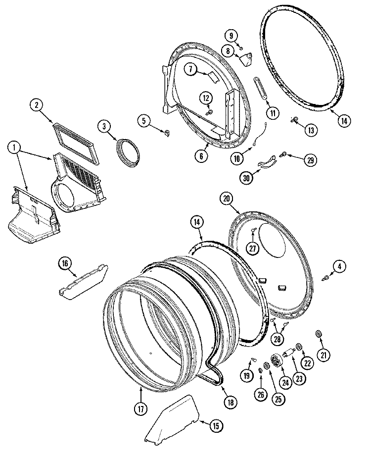 TUMBLER Diagram and Parts List for MDG5500AWQ  Maytag Dryer