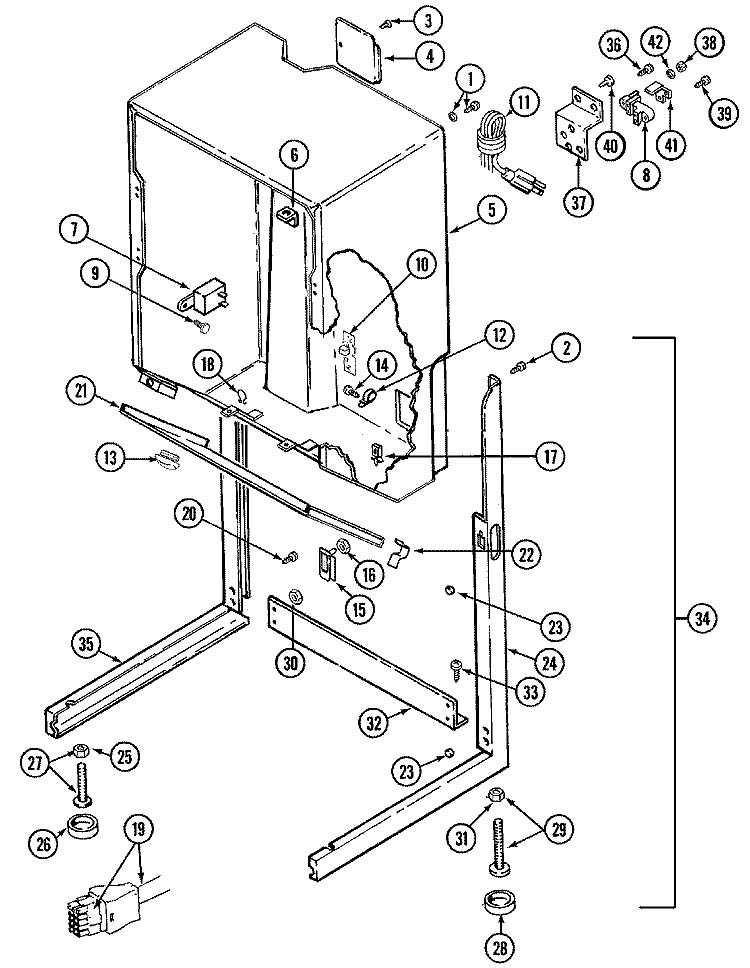 CABINET - DRYER Diagram and Parts List for LSE7806BCE  Maytag Washer Dryer Combo