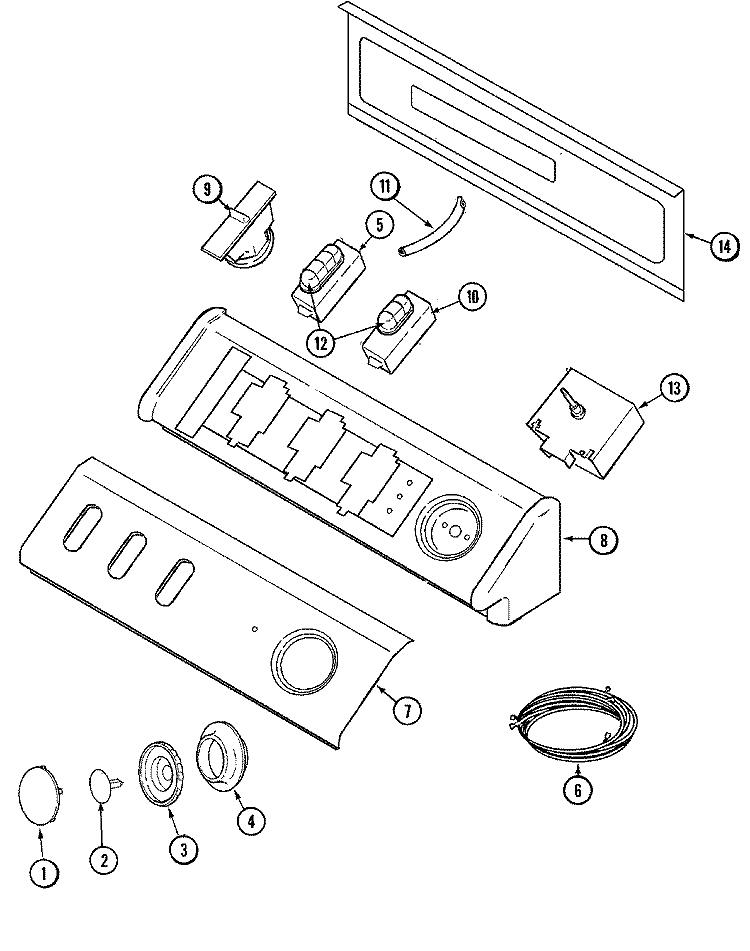 CONTROL PANEL Diagram and Parts List for MAV6250AWW  Maytag Washer