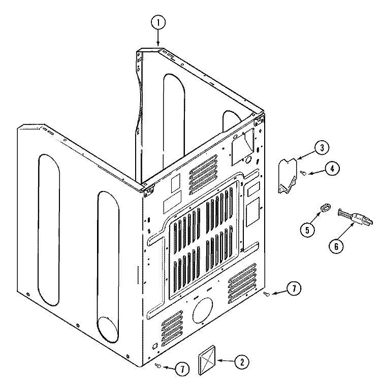 CABINET - REAR Diagram and Parts List for MDG7657AWQ  Maytag Dryer