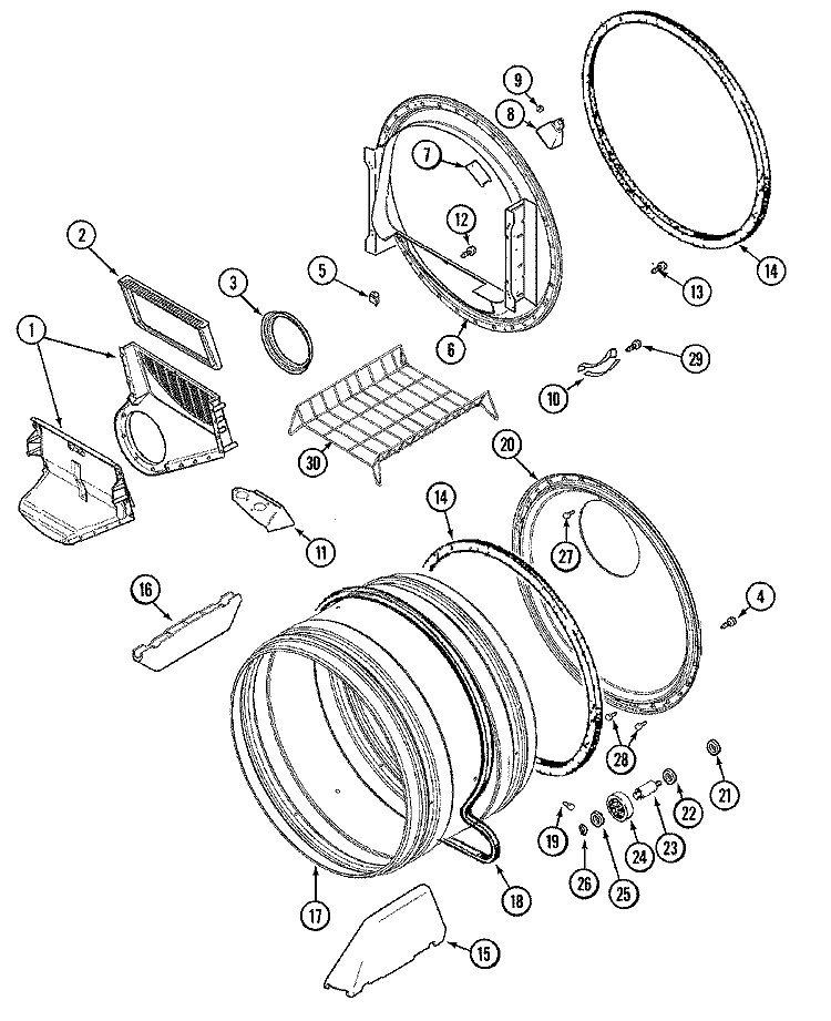 TUMBLER Diagram and Parts List for MDG6200AWQ  Maytag Dryer