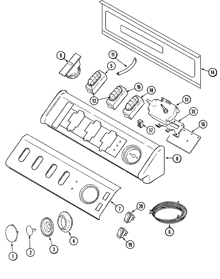 CONTROL PANEL Diagram and Parts List for MAV9600EWW  Maytag Washer