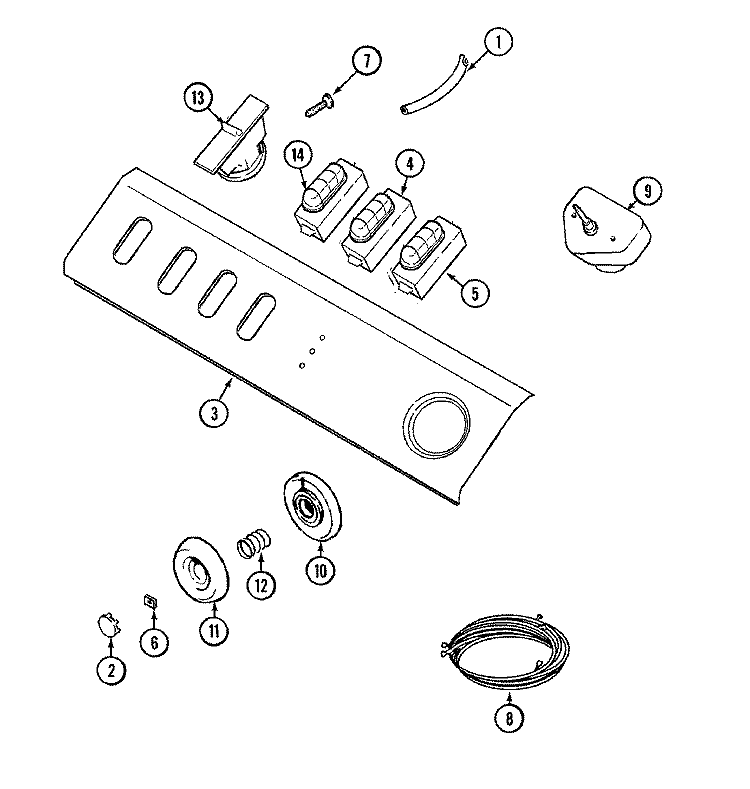CONTROL PANEL Diagram and Parts List for LAT9606BGE  Maytag Washer