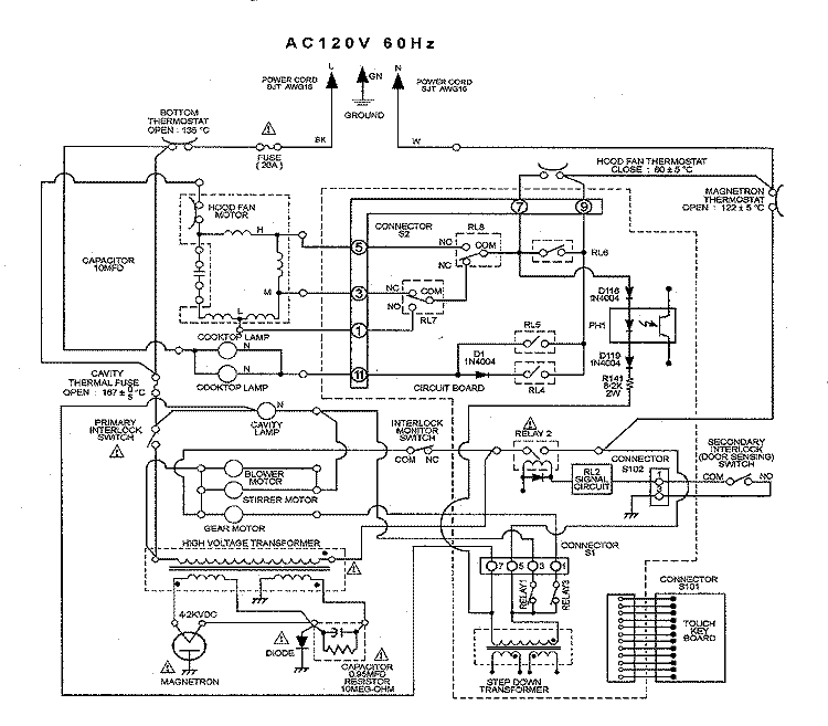 WIRING INFORMATION Diagram and Parts List for CMV1100AAW  Maytag Microwave