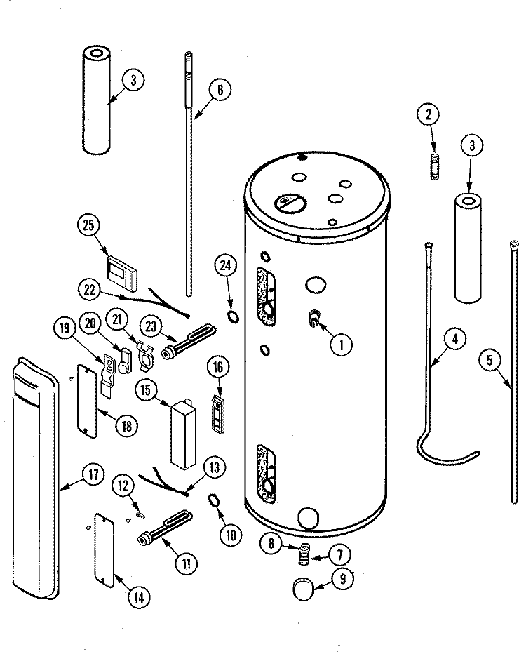 BODY Diagram and Parts List for HE21282PC  Maytag Water Heater