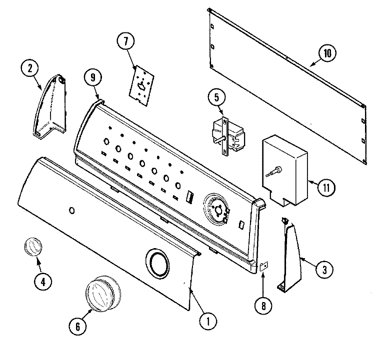 CONTROL PANEL Diagram and Parts List for PYE2200AKW  Maytag Dryer