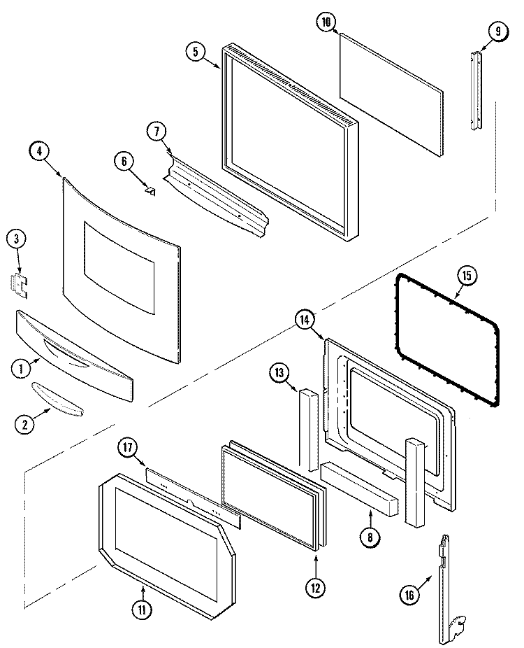 DOOR Diagram and Parts List for JMW9530BAW  Jenn-Air Microwave Oven Combo