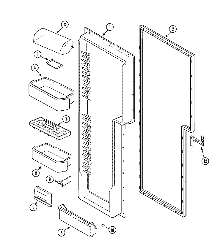 FRESH FOOD INNER DOOR Diagram and Parts List for MZD2768GEW  Maytag Refrigerator