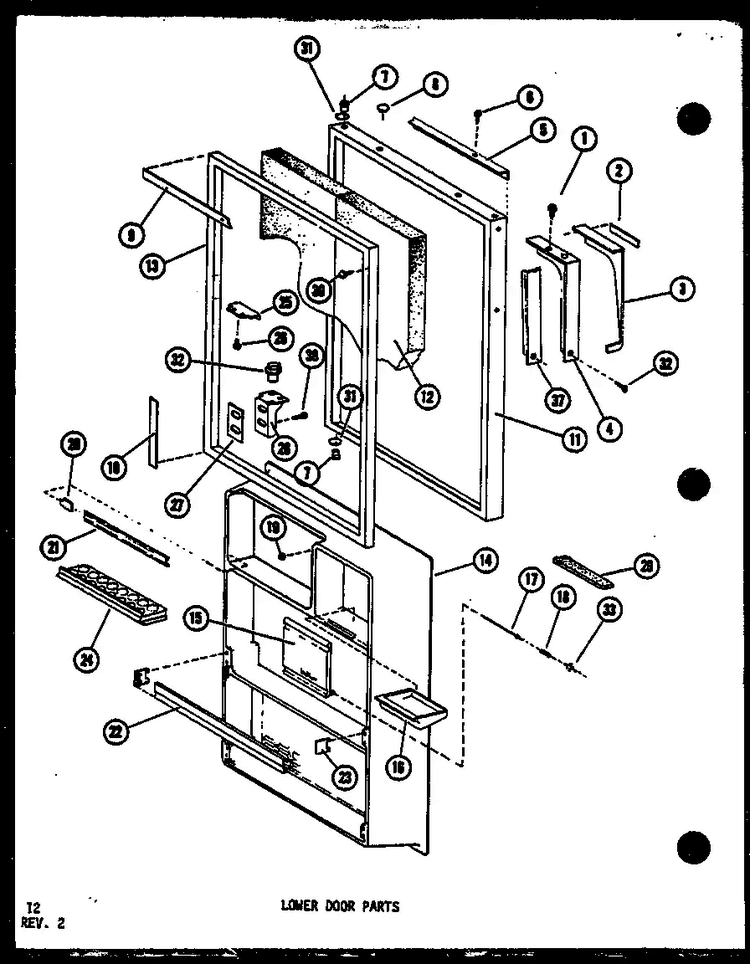 Lower Door Parts Diagram and Parts List for TD523E-P75288-1W  Amana Refrigerator