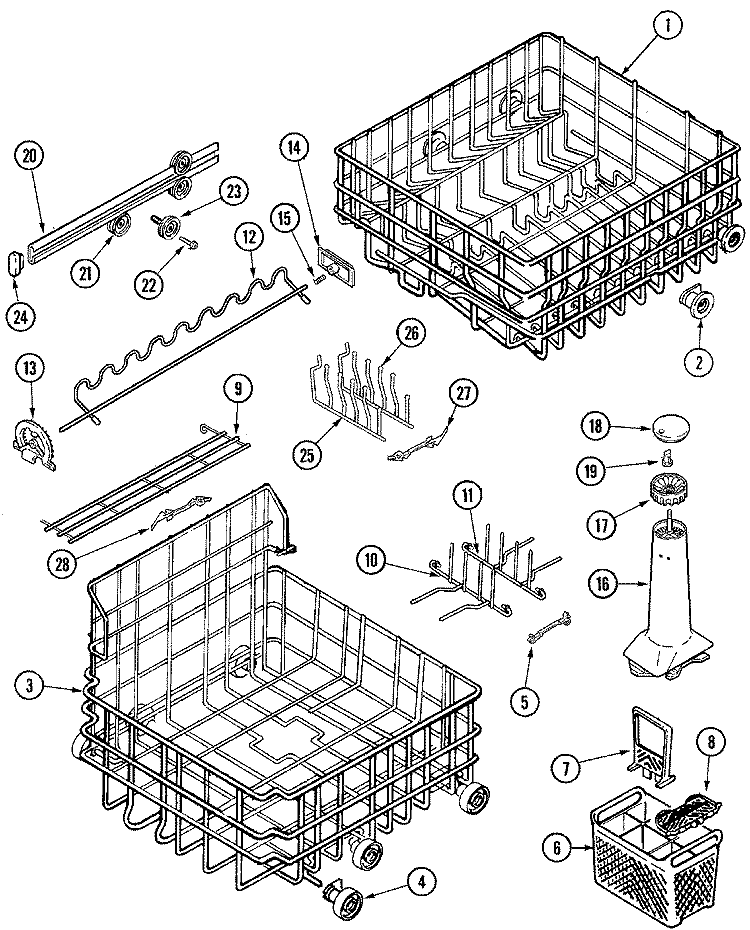 TRACK & RACK ASSEMBLY Diagram and Parts List for DWU9302AAB  Maytag Dishwasher