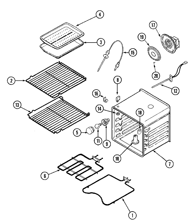 OVEN Diagram and Parts List for JMW9530BAW  Jenn-Air Microwave Oven Combo