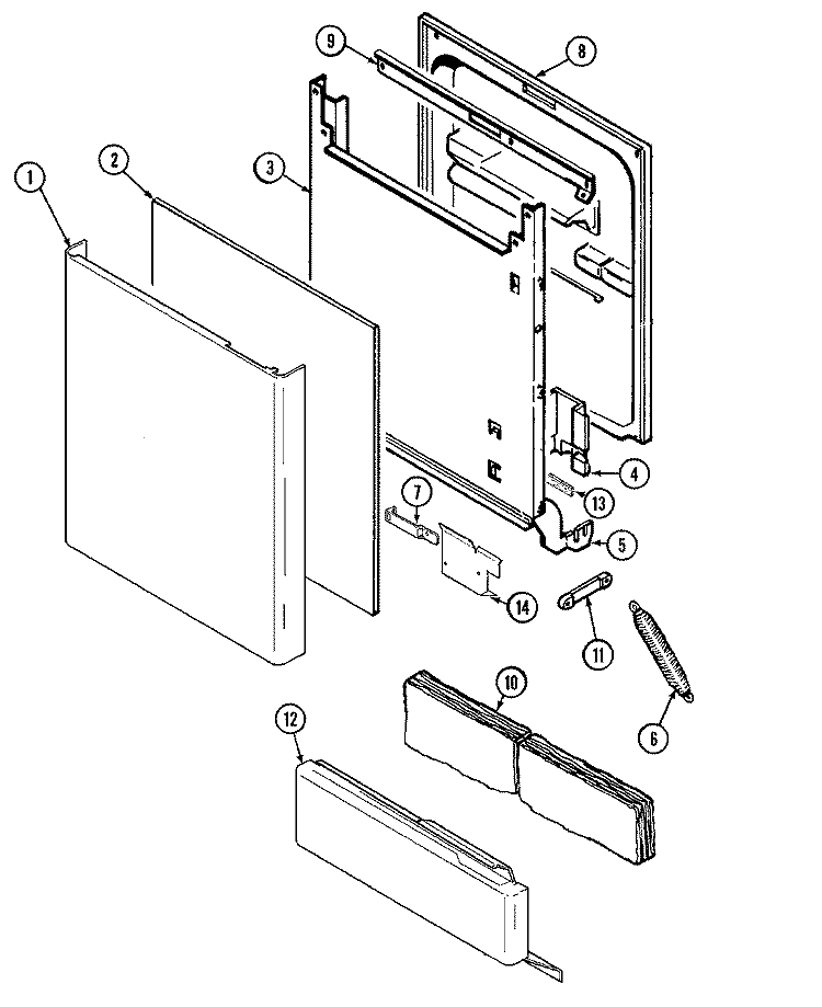 DOOR Diagram and Parts List for DWC7302ABB  Maytag Dishwasher